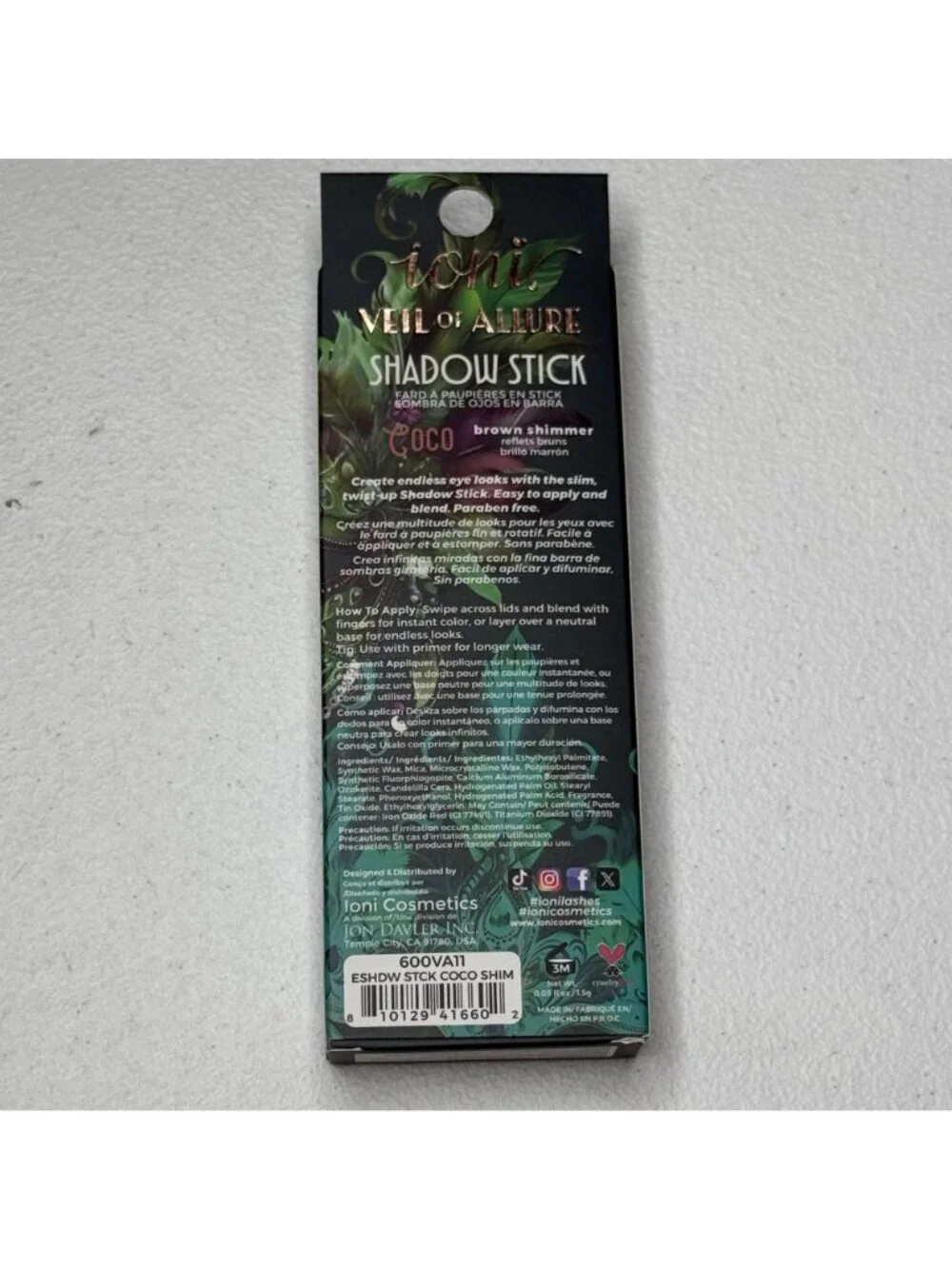 ioni Shadow Stick Coco Brown Shimmer Smooth Glide Eye Color New